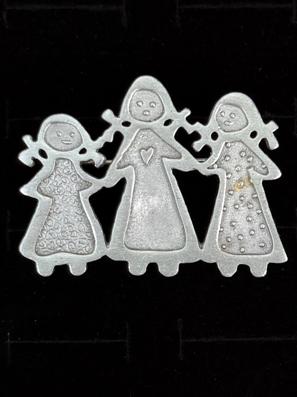 Vintage Cynthia Webb Three Sisters Silvertone Pewter Brooch